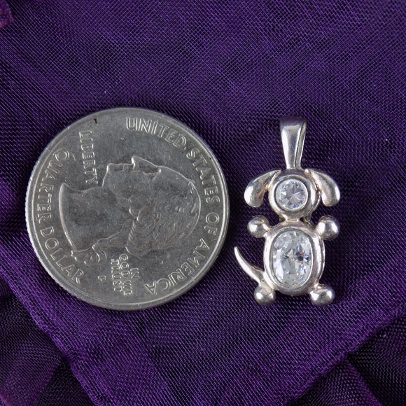 925 Sterling silver Charm PUPPY DOG Rhinestones - Picture 4 of 4